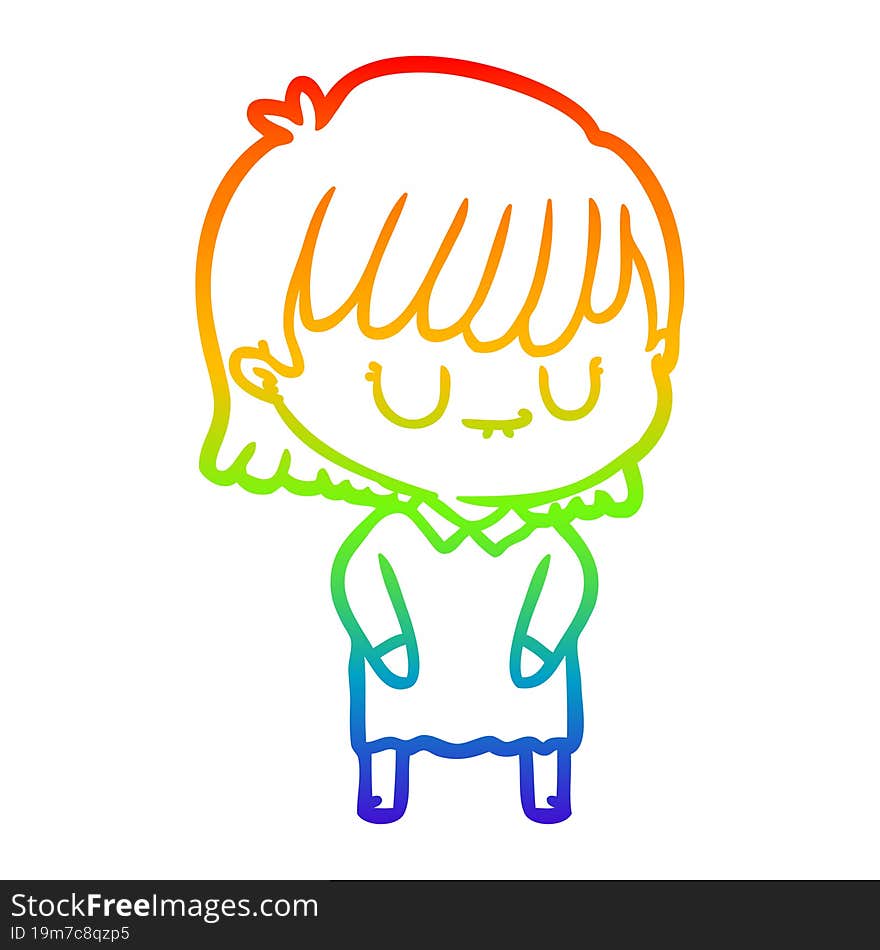 rainbow gradient line drawing of a cartoon woman