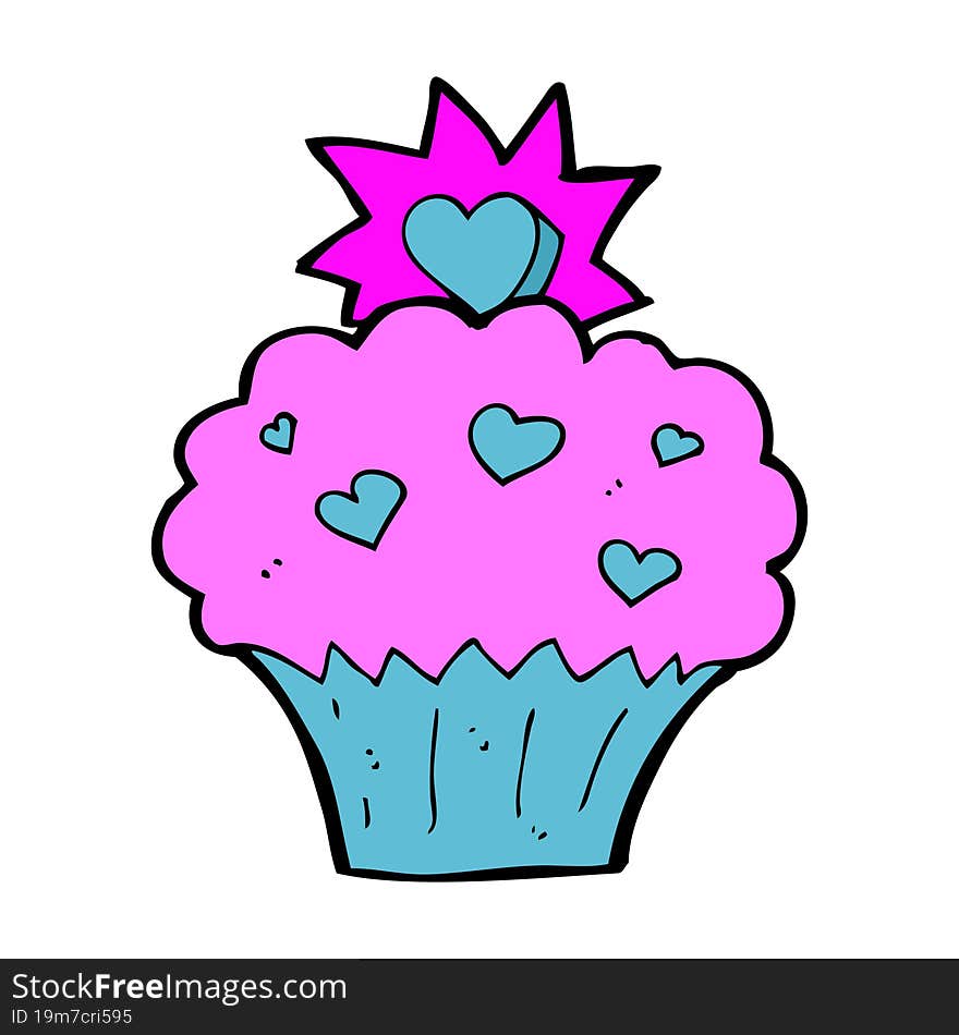 cartoon love heart cupcake