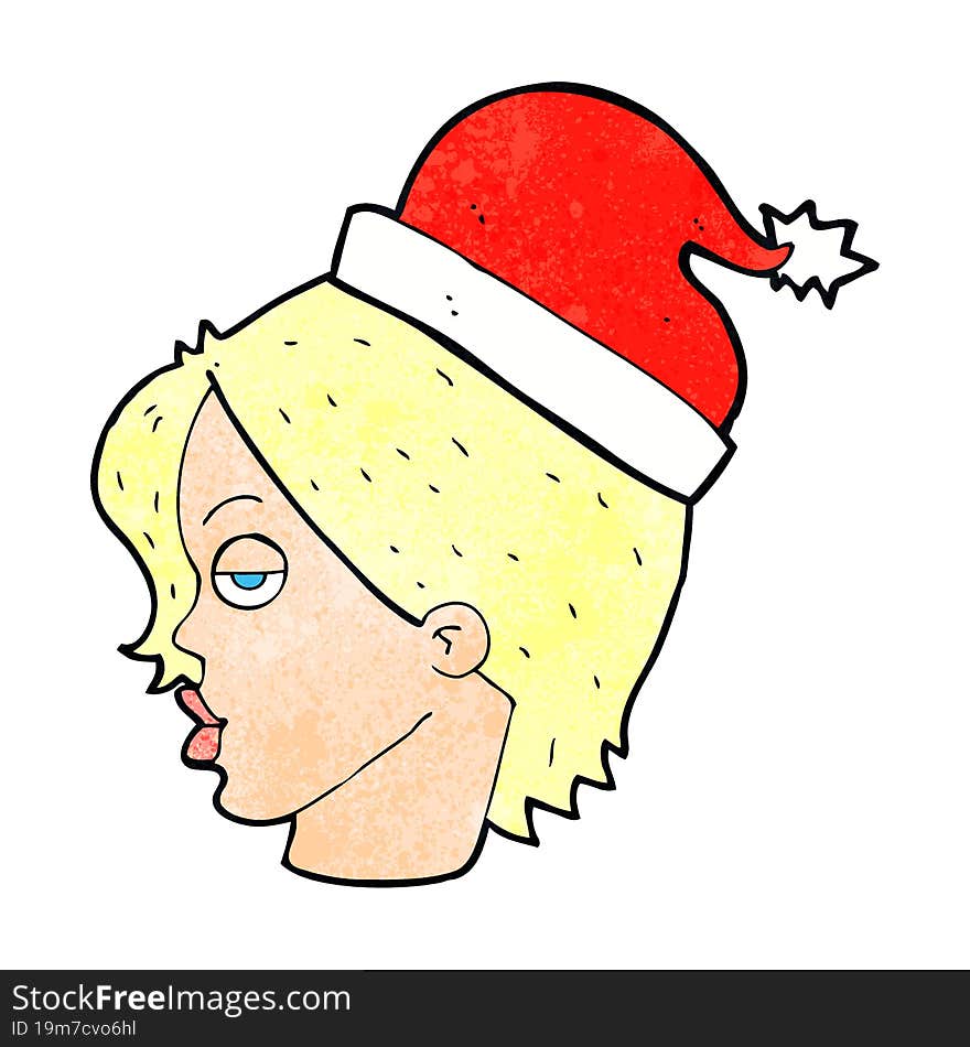 Cartoon Woman Wearing Santa Hat