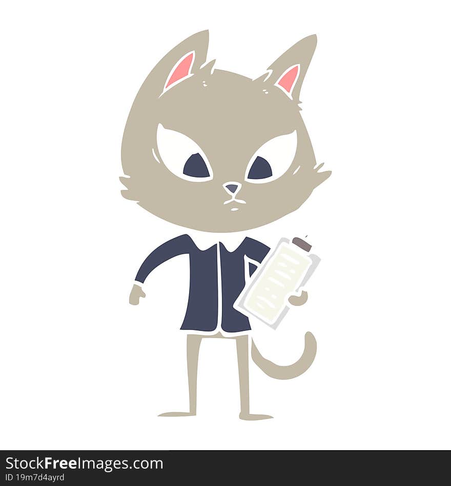 confused flat color style cartoon business cat