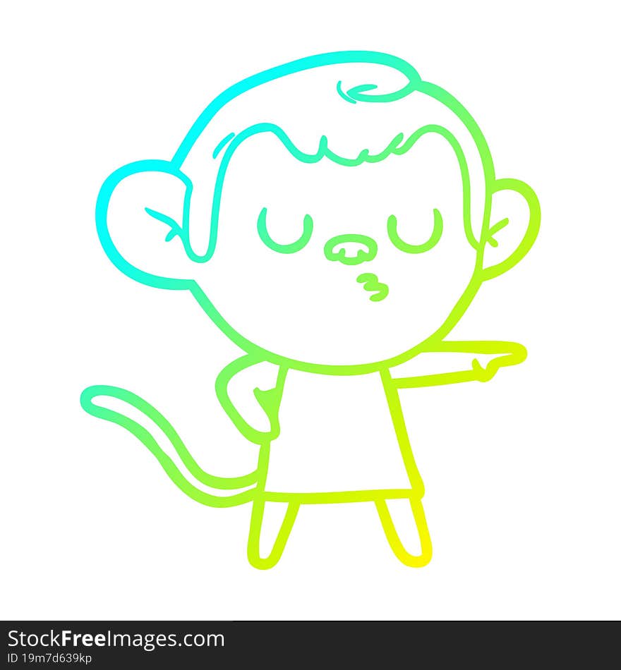 Cold Gradient Line Drawing Cartoon Calm Monkey