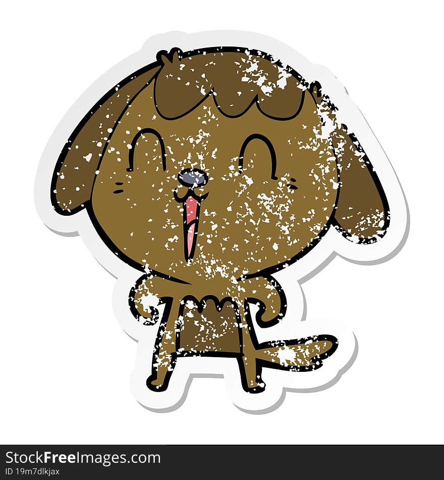 Distressed Sticker Of A Cute Cartoon Dog