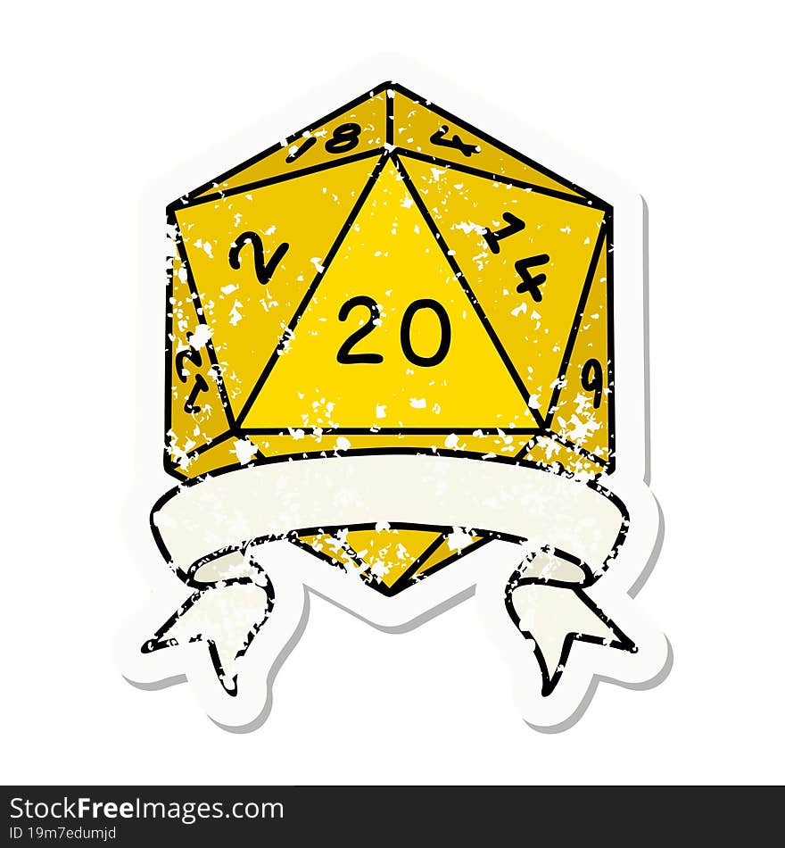 Retro Tattoo Style natural 20 critical hit D20 dice roll. Retro Tattoo Style natural 20 critical hit D20 dice roll