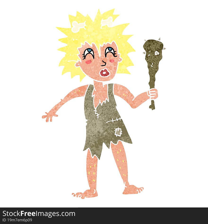 retro cartoon cave woman