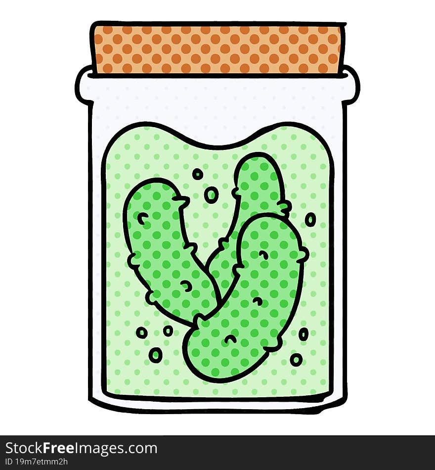 cartoon doodle jar of pickled gherkins