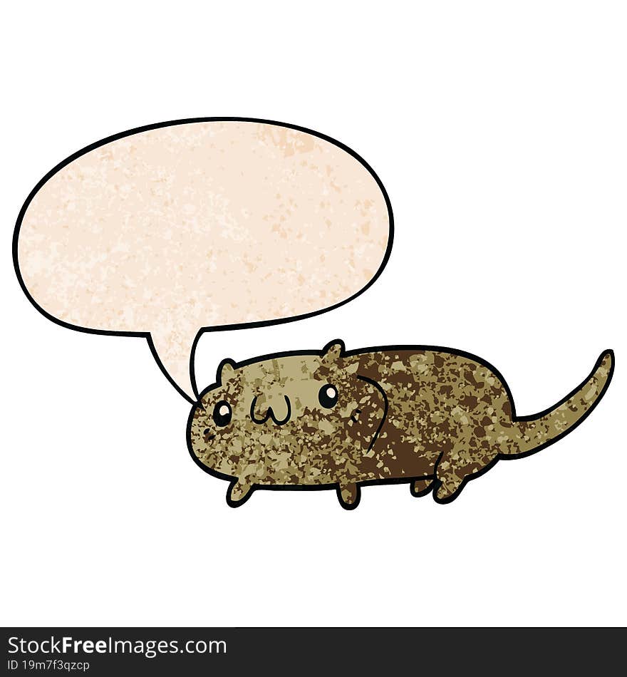 cartoon cat and speech bubble in retro texture style