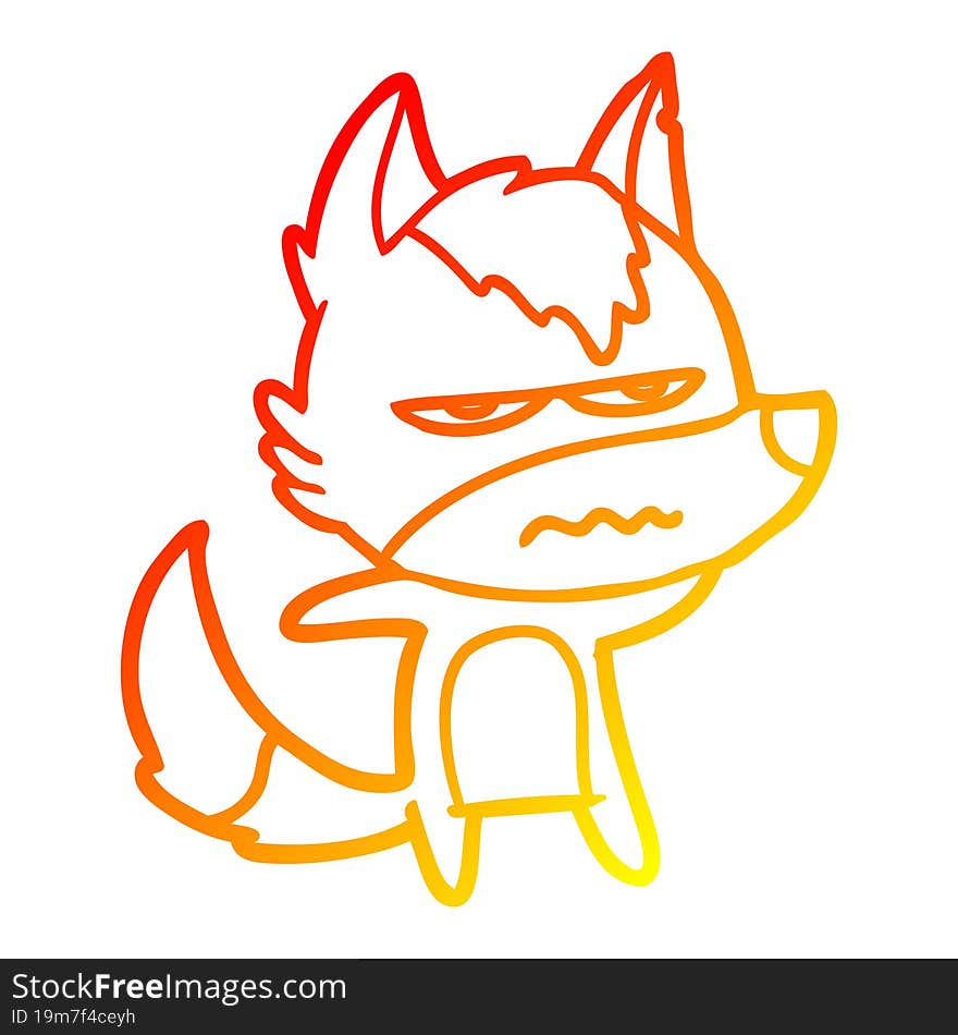 warm gradient line drawing cartoon annoyed wolf