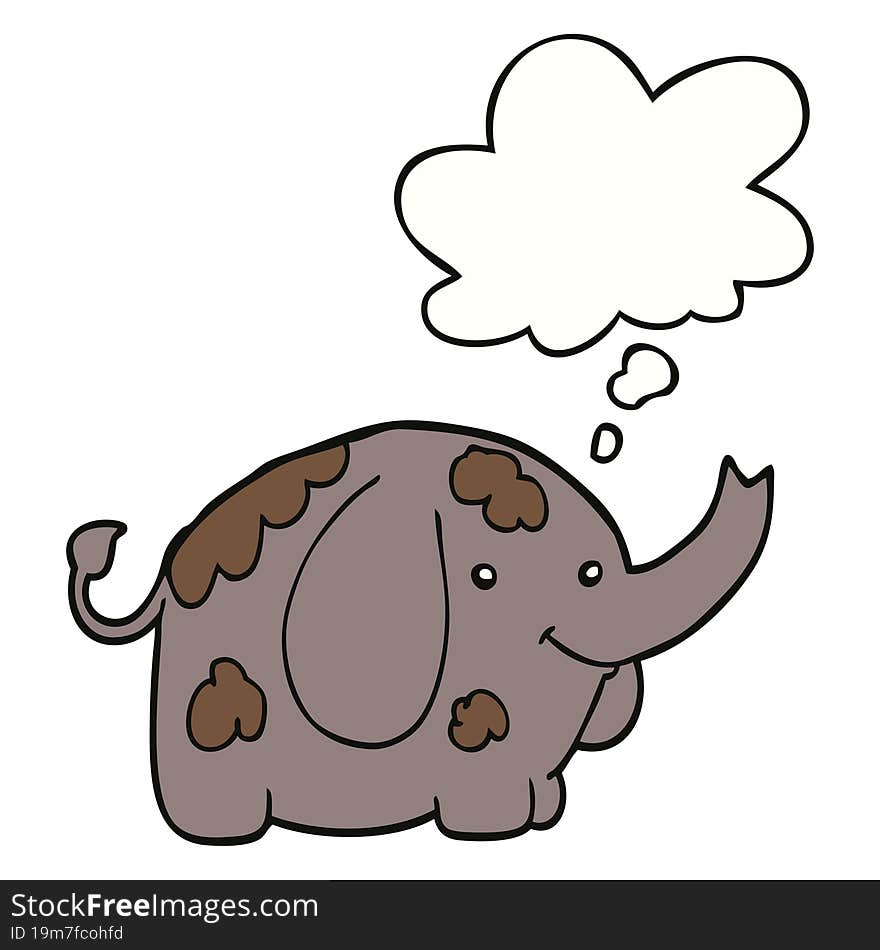 cartoon elephant with thought bubble. cartoon elephant with thought bubble