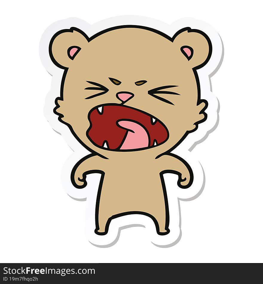 sticker of a angry cartoon bear