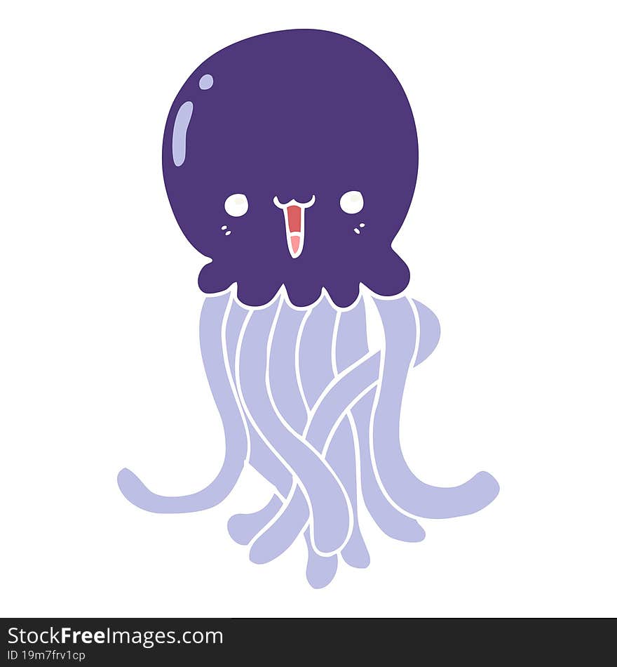 flat color style cartoon jellyfish