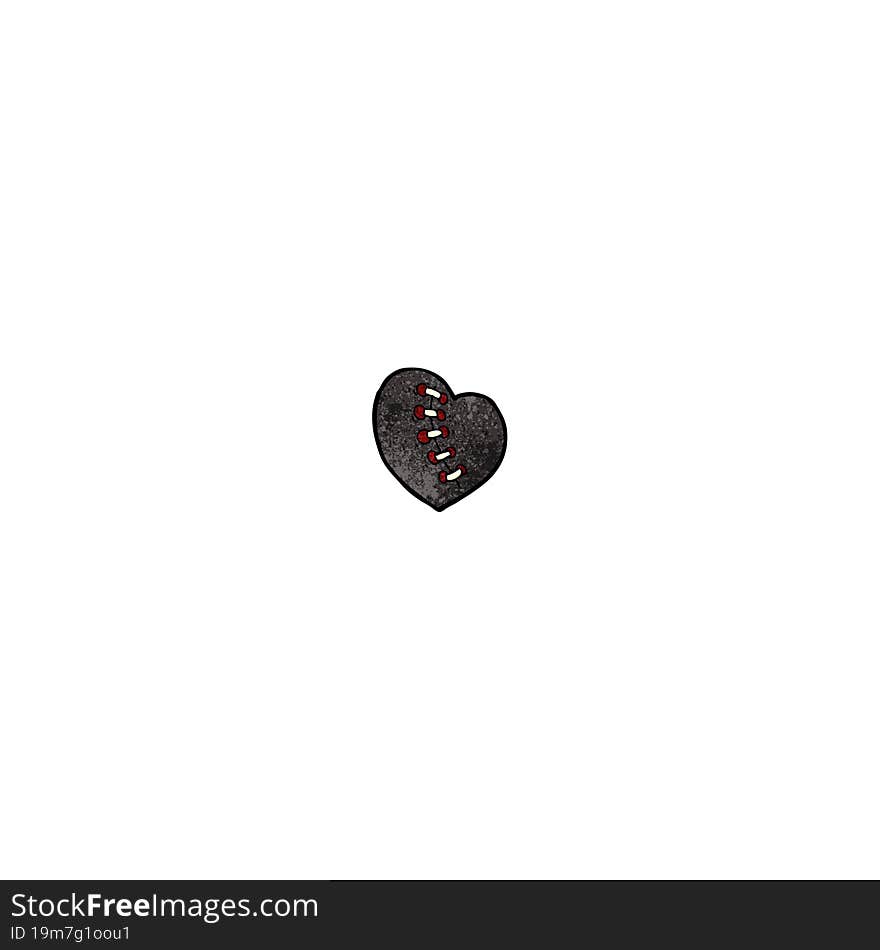 Cartoon Stitched Black Heart