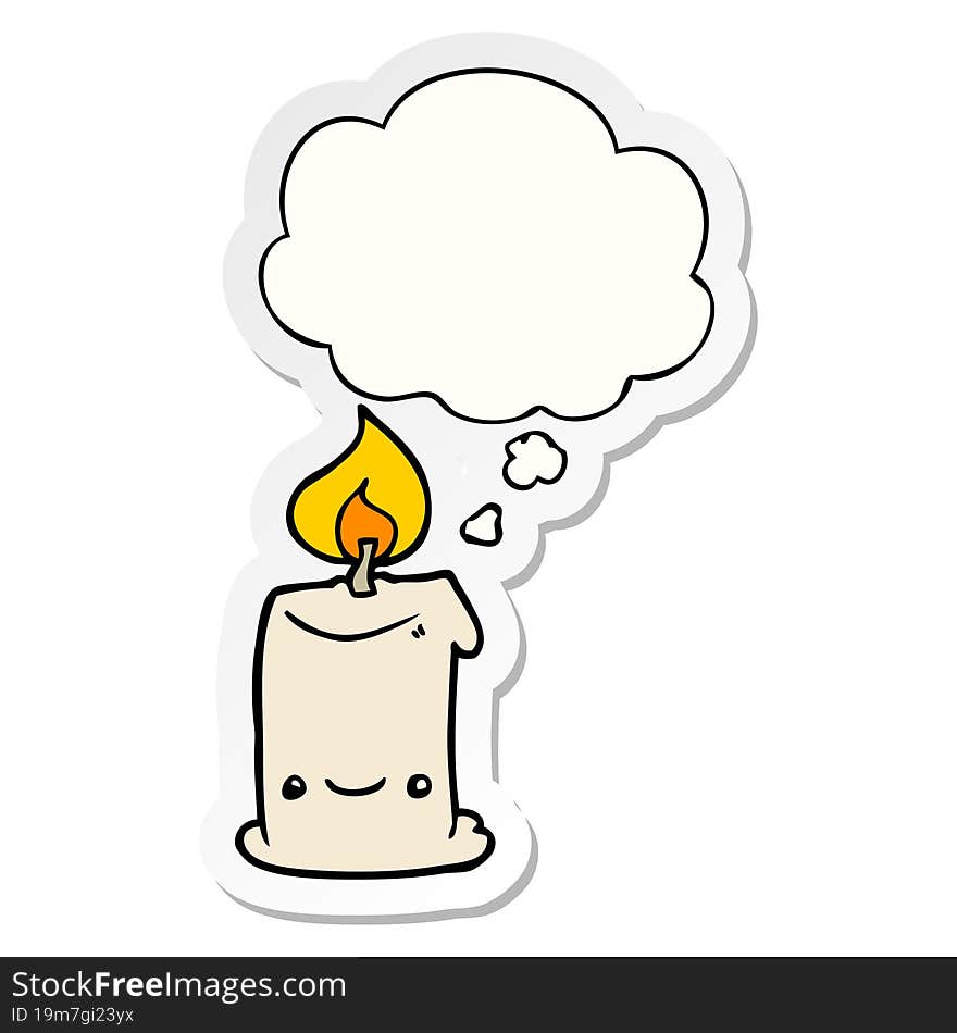 Cartoon Candle And Thought Bubble As A Printed Sticker