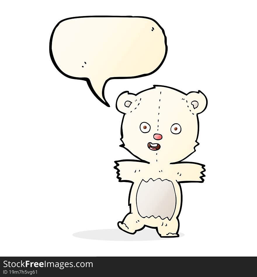 Cartoon Cute Polar Bear Cub With Speech Bubble