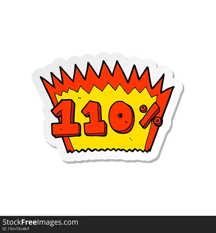 sticker of a cartoon 110 symbol