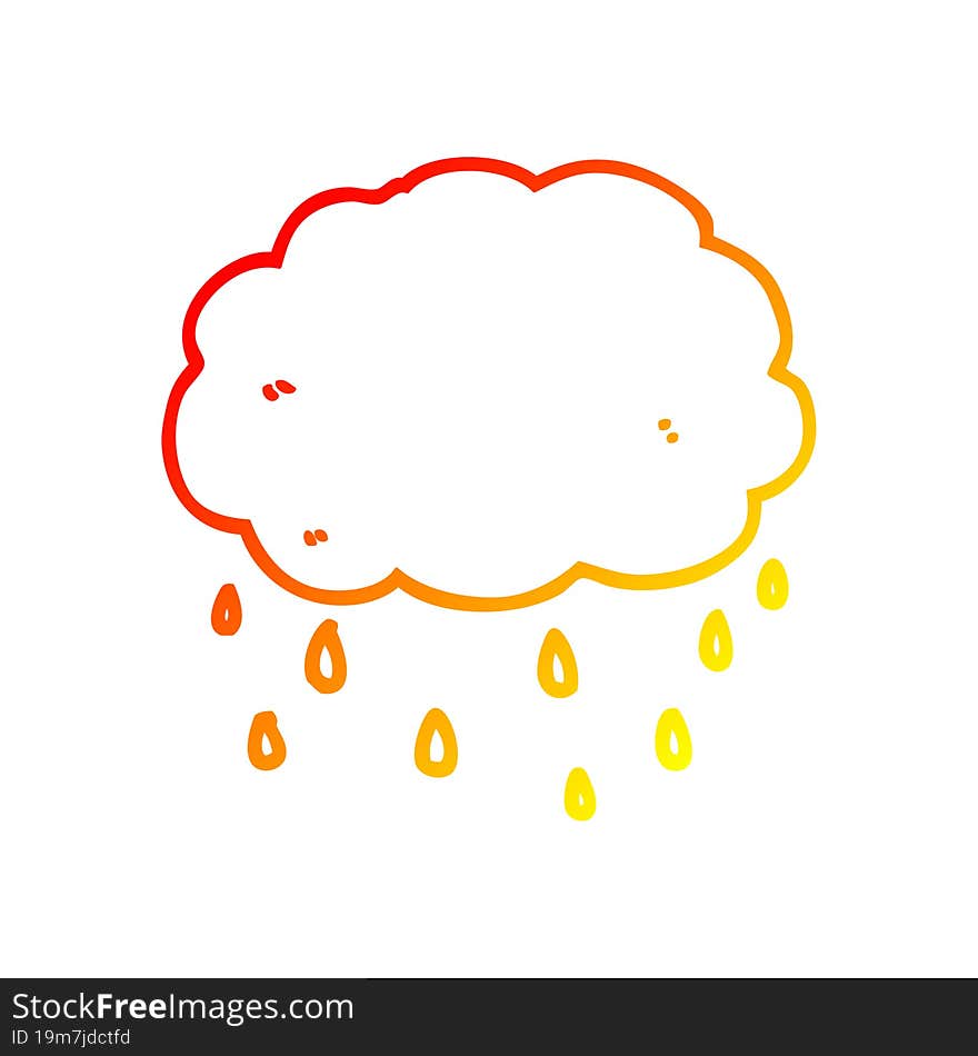 warm gradient line drawing cartoon rain cloud