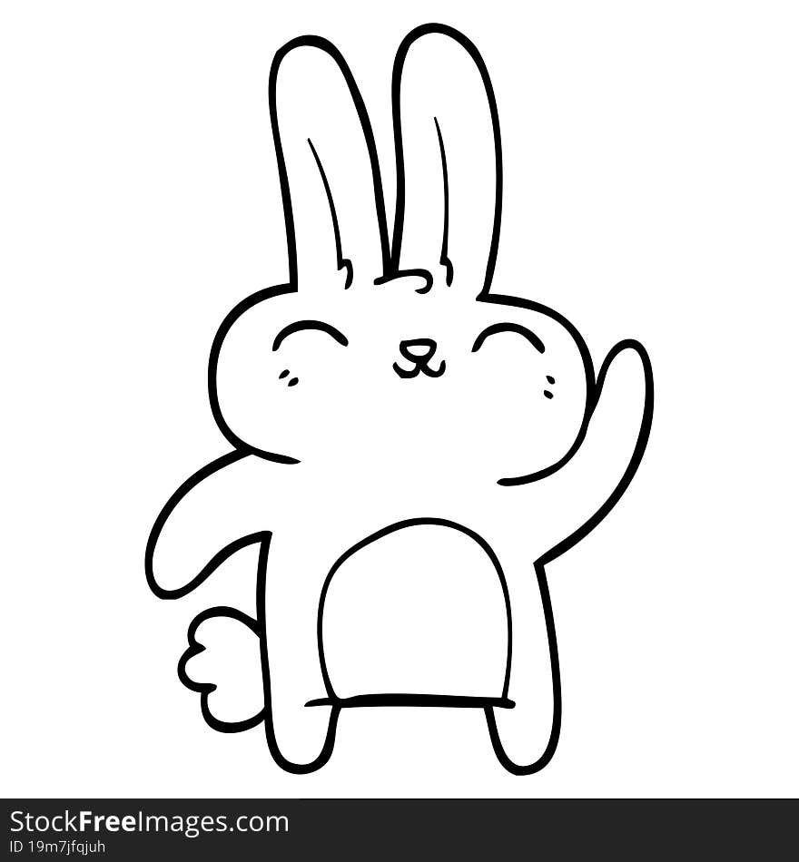 Line Drawing Cartoon Happy Bunny