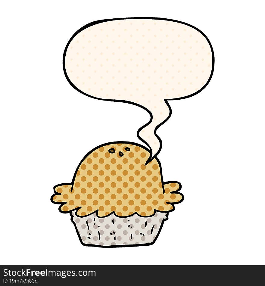 cartoon pie and speech bubble in comic book style