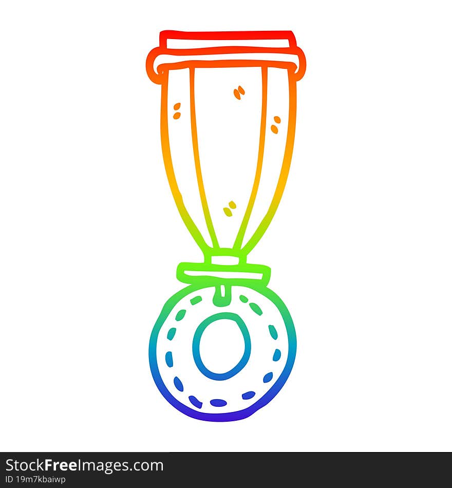 rainbow gradient line drawing cartoon medal