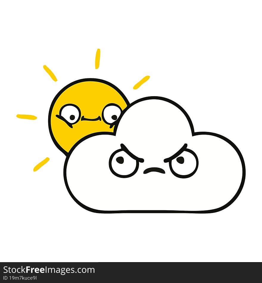 cute cartoon sunshine and cloud