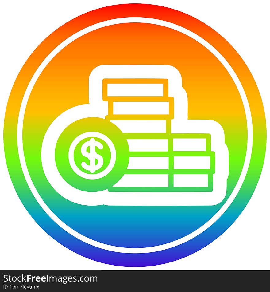 stacked money circular in rainbow spectrum