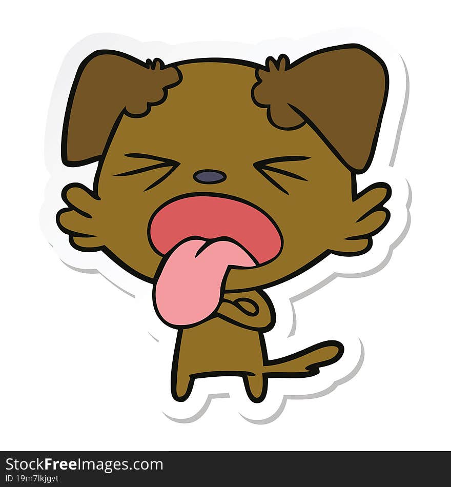 sticker of a cartoon disgusted dog