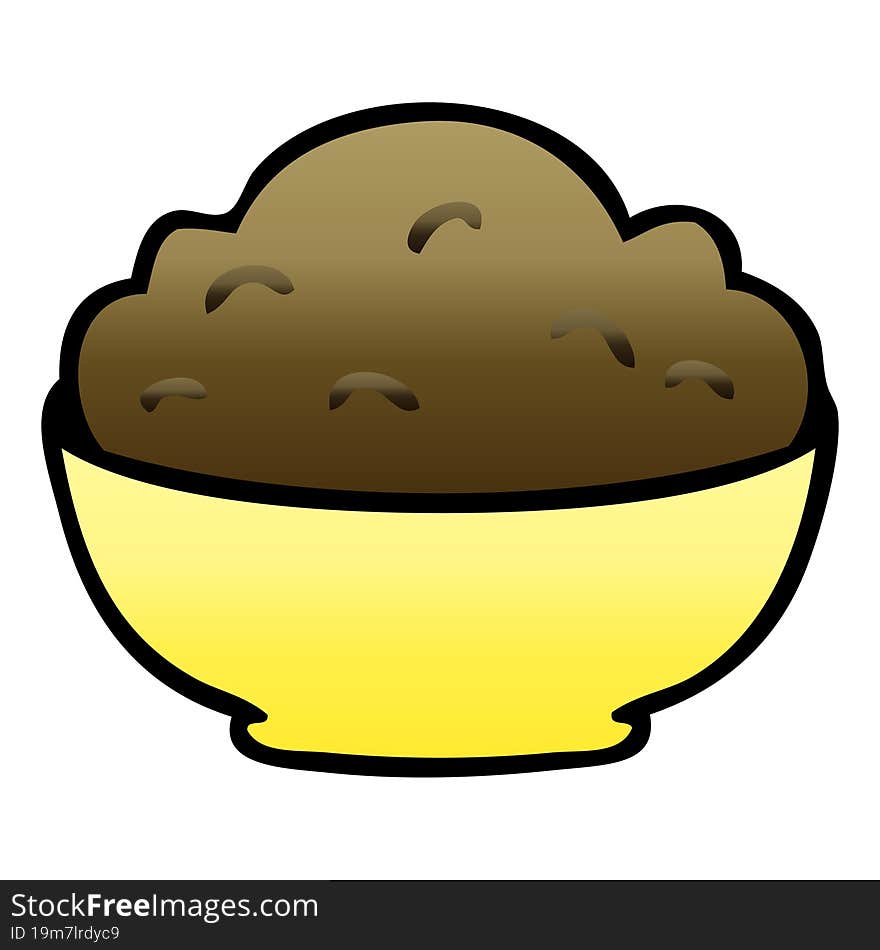 Quirky Gradient Shaded Cartoon Bowl Of Pudding