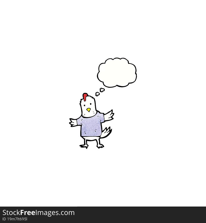 cartoon chicken with thought bubble