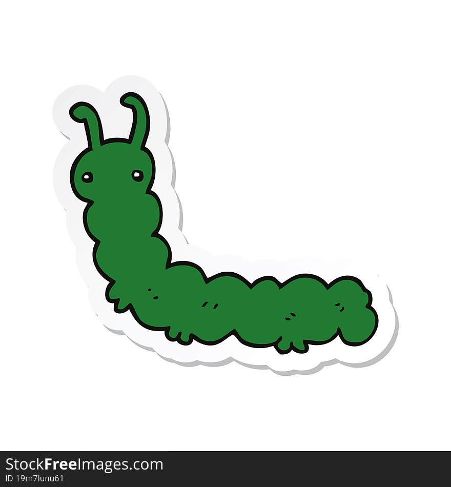 sticker of a cartoon caterpillar