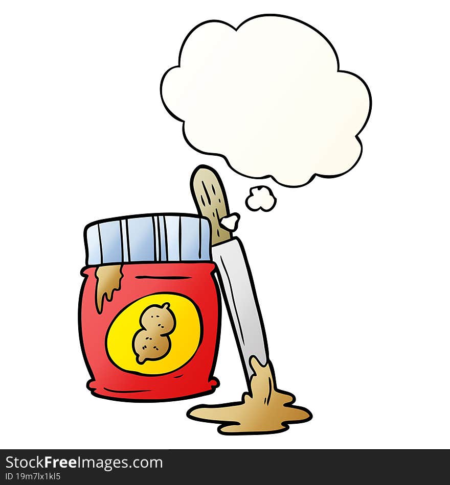 cartoon peanut butter with thought bubble in smooth gradient style