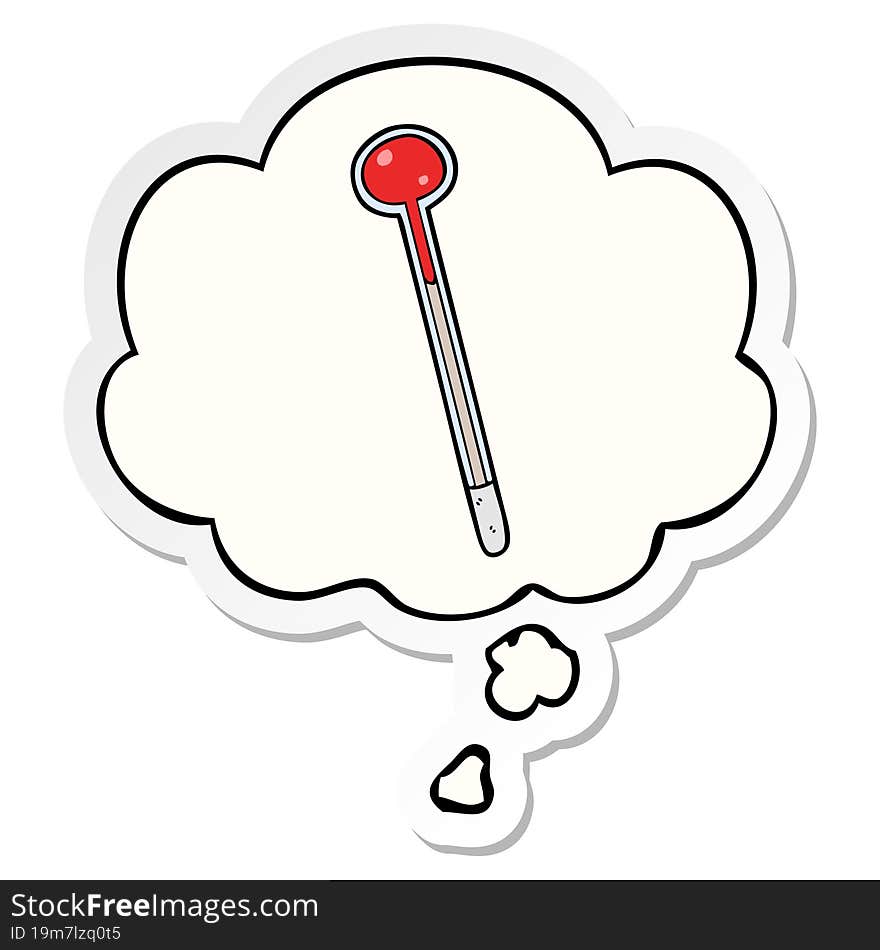 cartoon thermometer and thought bubble as a printed sticker