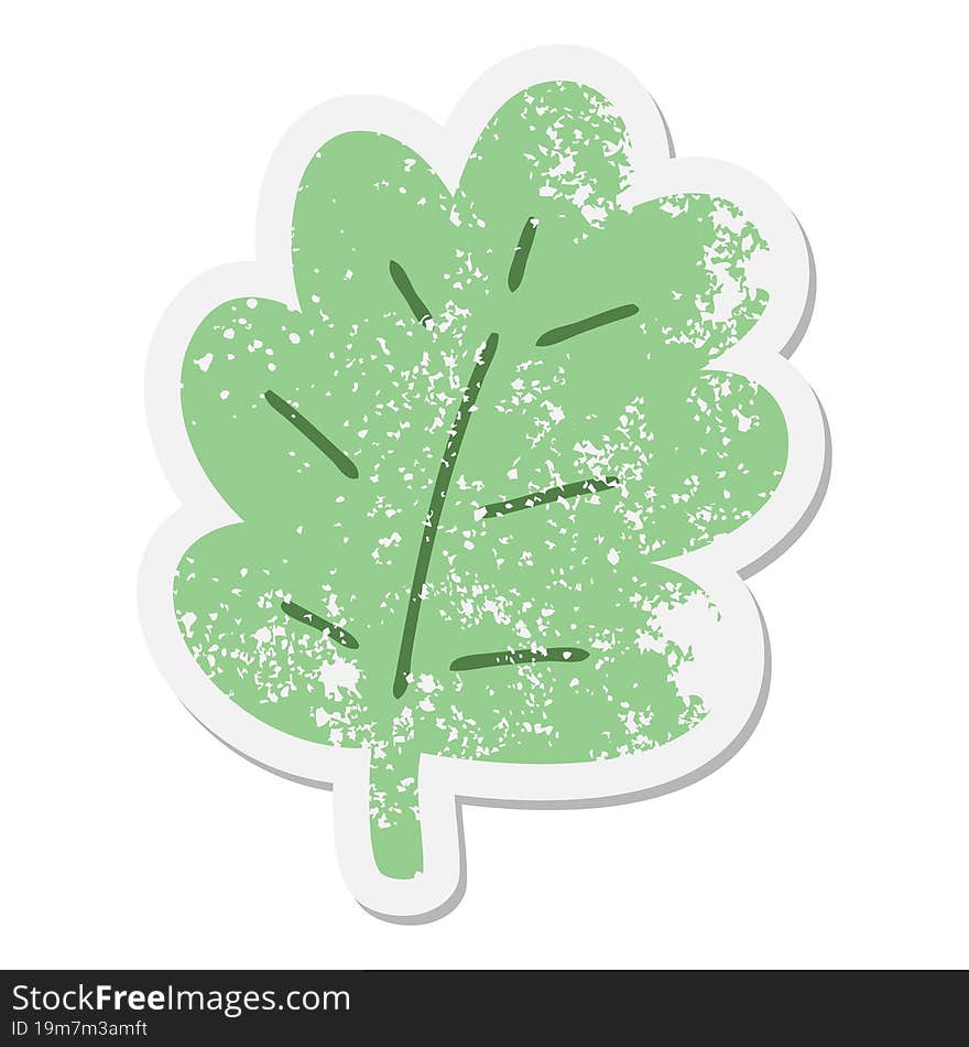 Simple Cartoon Leaf Grunge Sticker