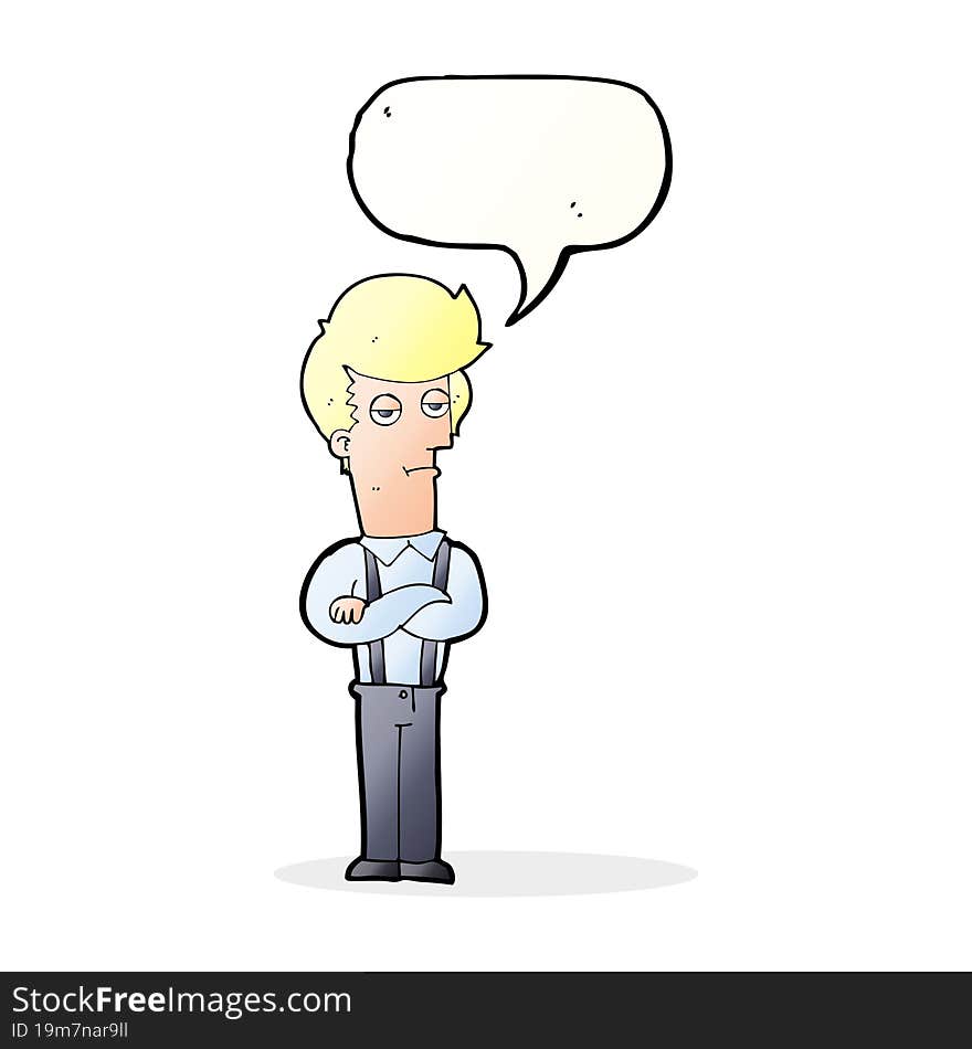 Cartoon Bored Man With Speech Bubble