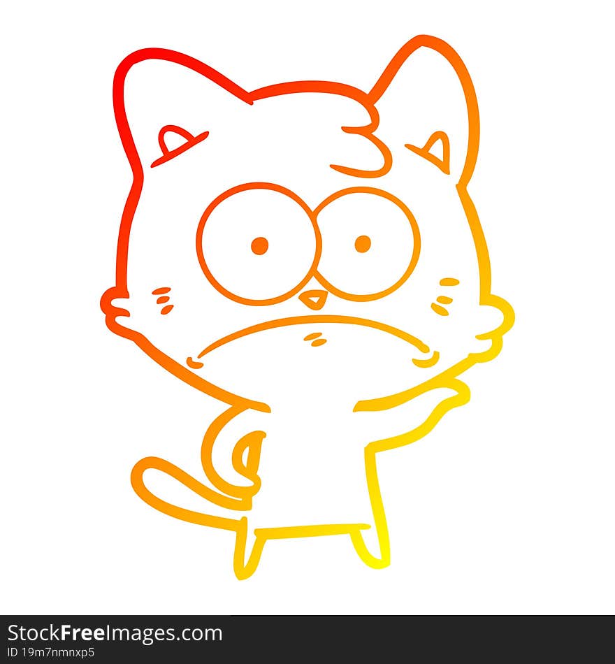 warm gradient line drawing cartoon nervous cat