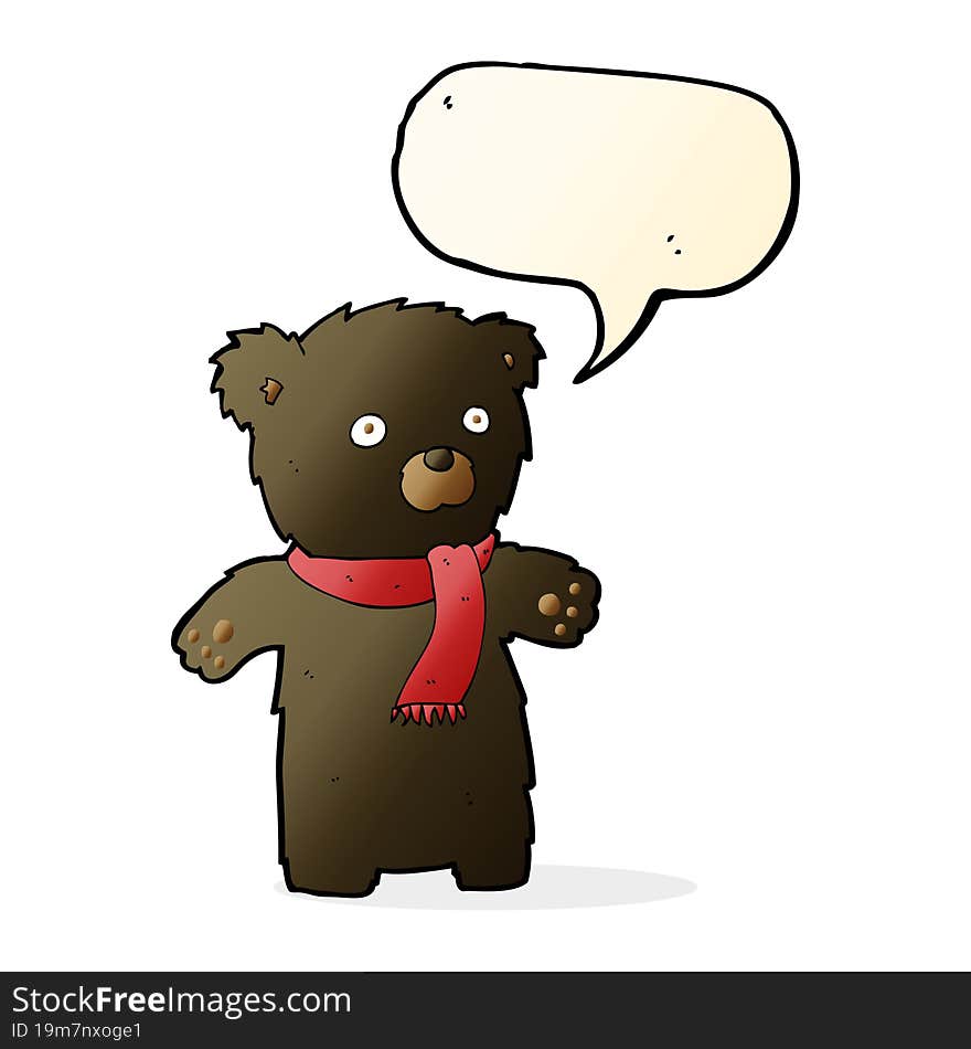 cartoon cute black bear with speech bubble