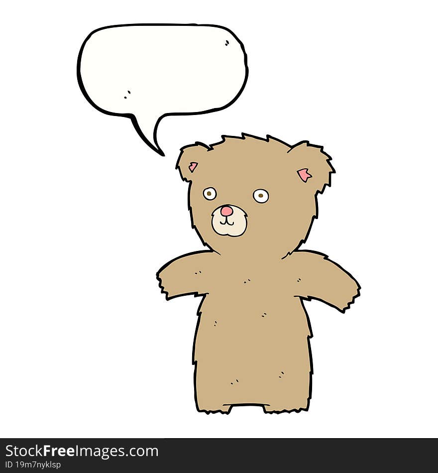 cute cartoon teddy bear with speech bubble