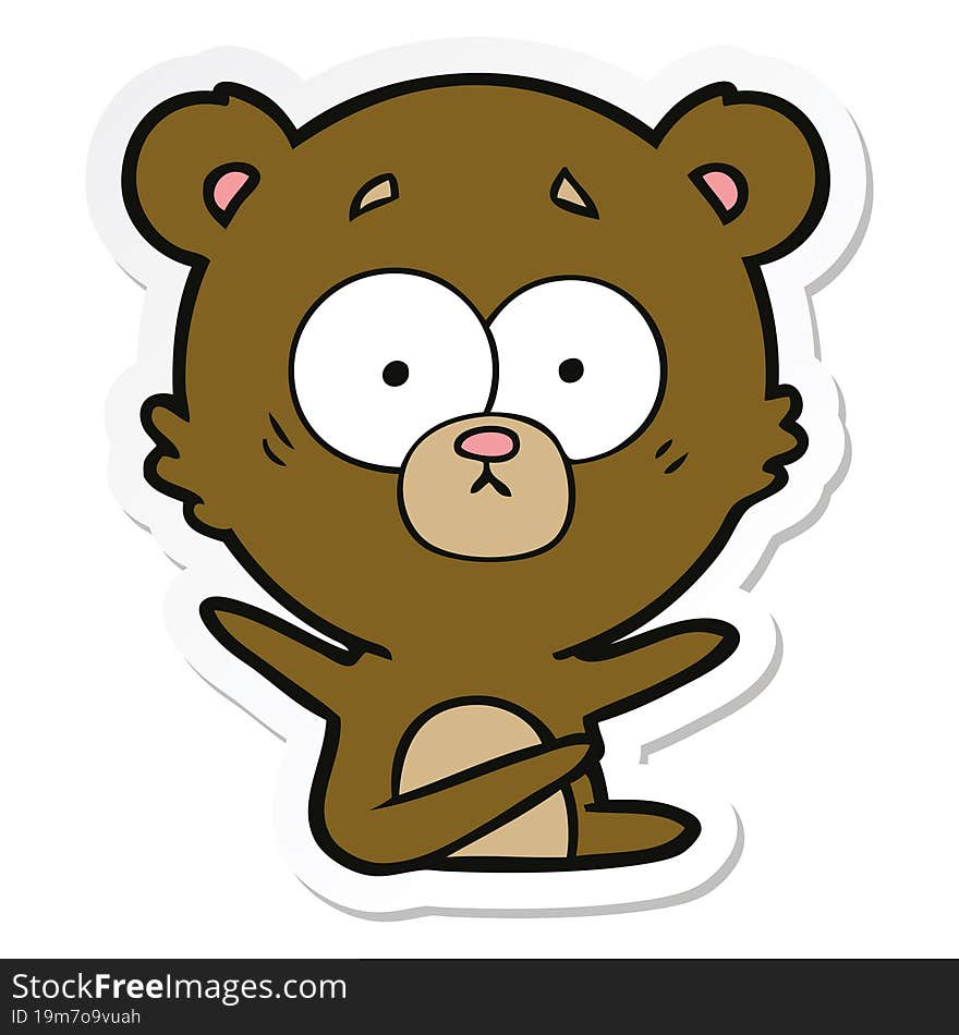 sticker of a surprised bear cartoon