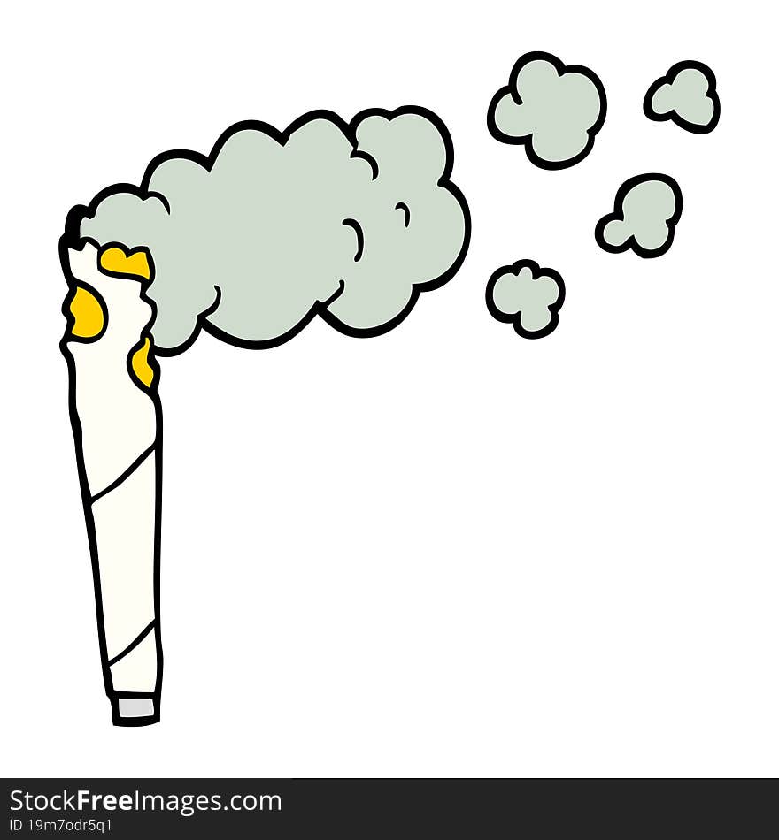 hand drawn doodle style cartoon cannabis cigarette