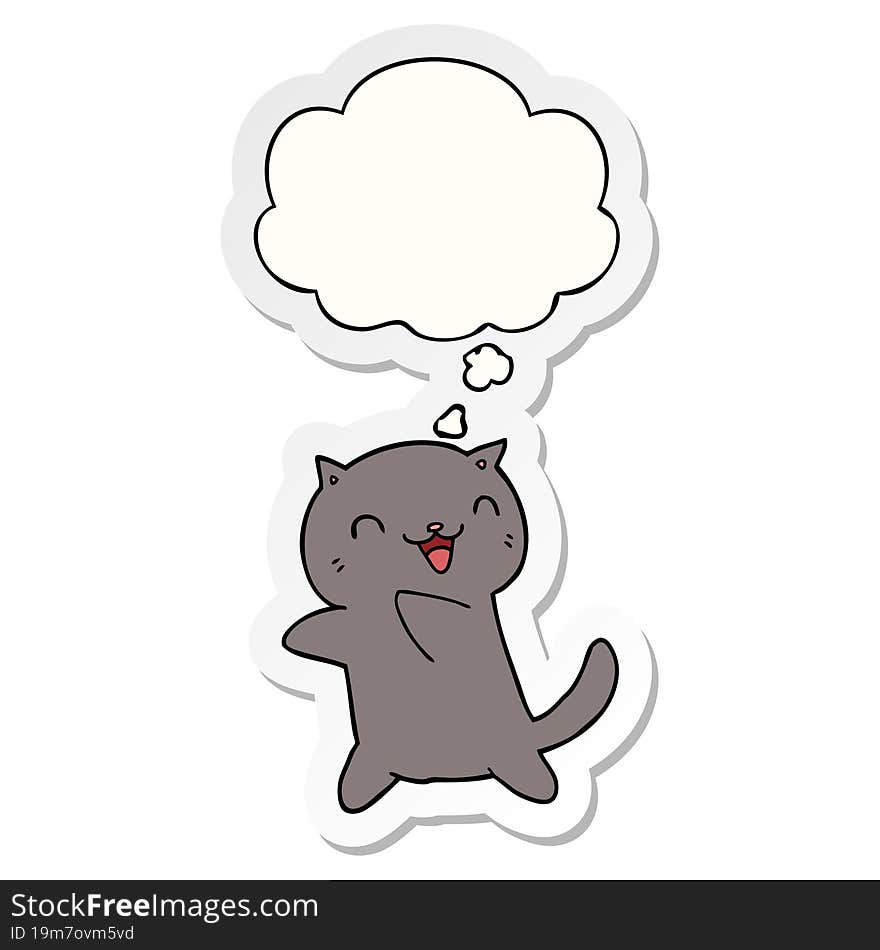 cartoon cat with thought bubble as a printed sticker