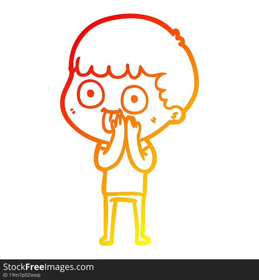 warm gradient line drawing cartoon man staring