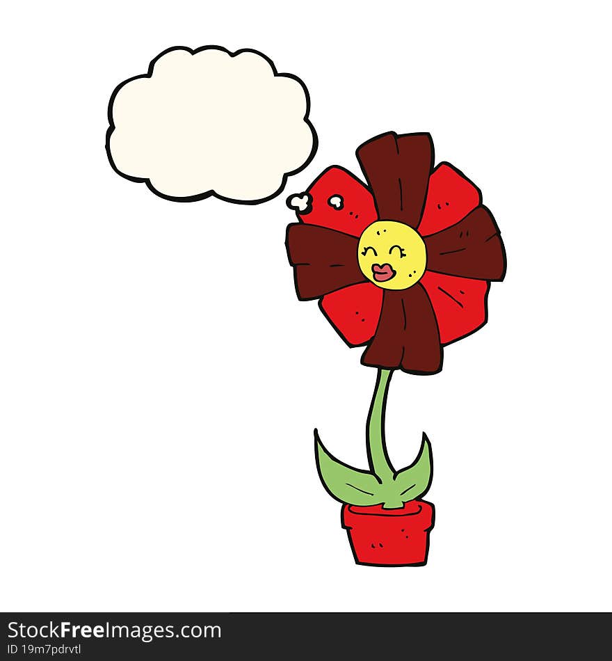 Cartoon Flower With Thought Bubble