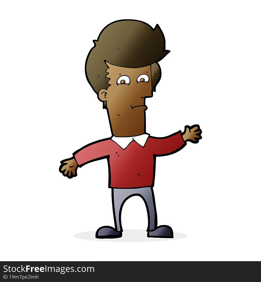 cartoon waving man