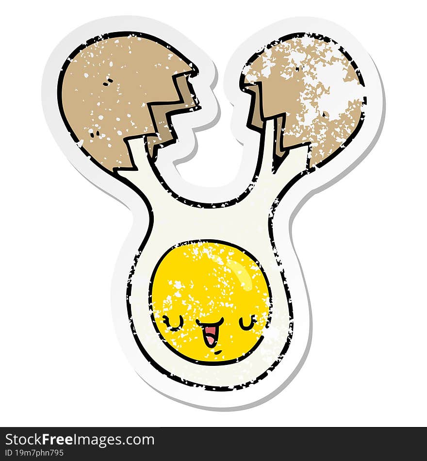 distressed sticker of a cartoon cracked egg