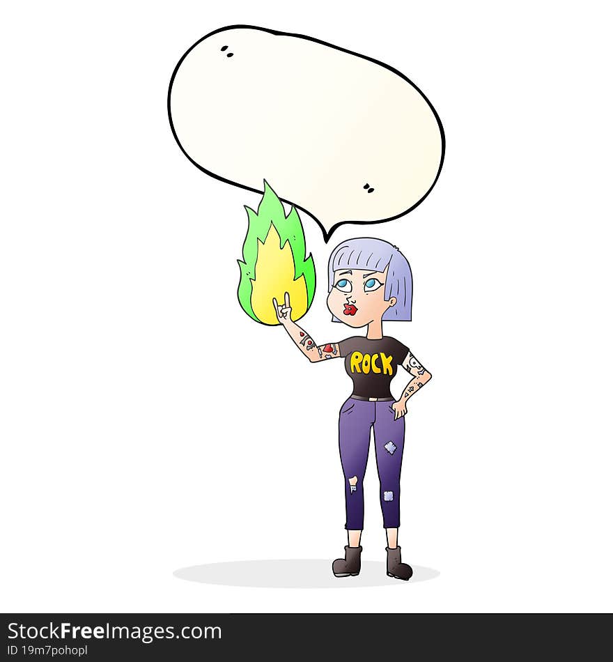 Speech Bubble Cartoon Rock Girl