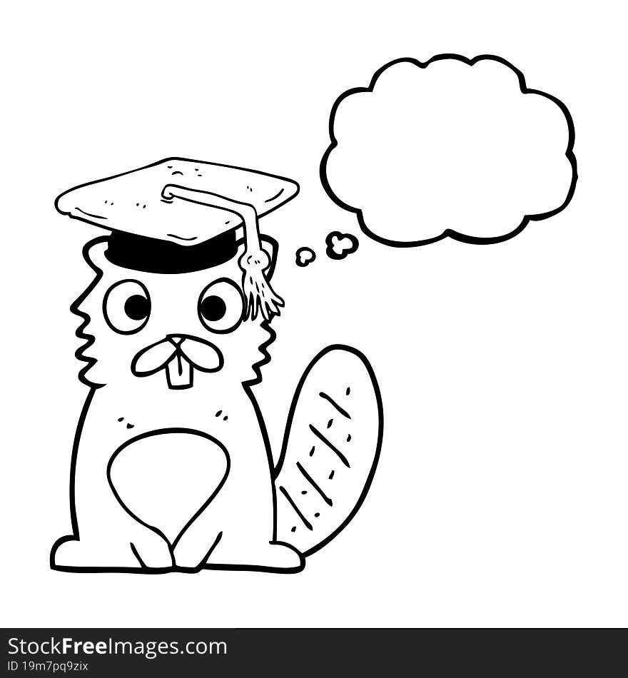 thought bubble cartoon beaver graduate