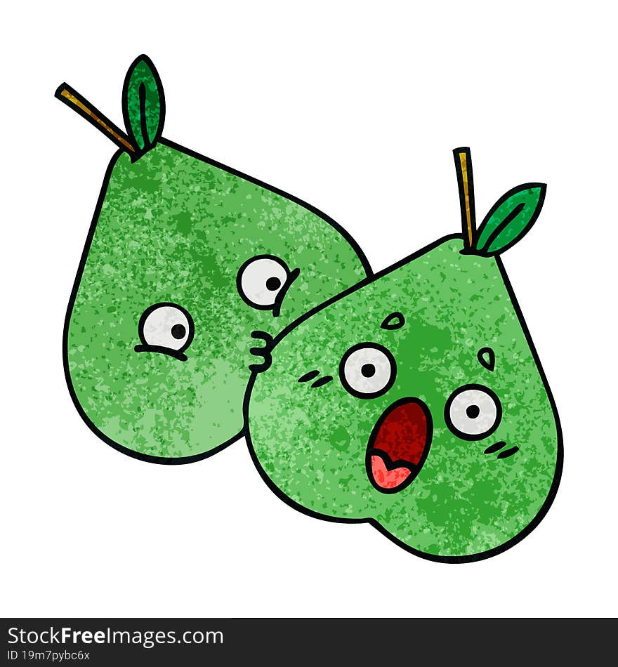 retro grunge texture cartoon green pear