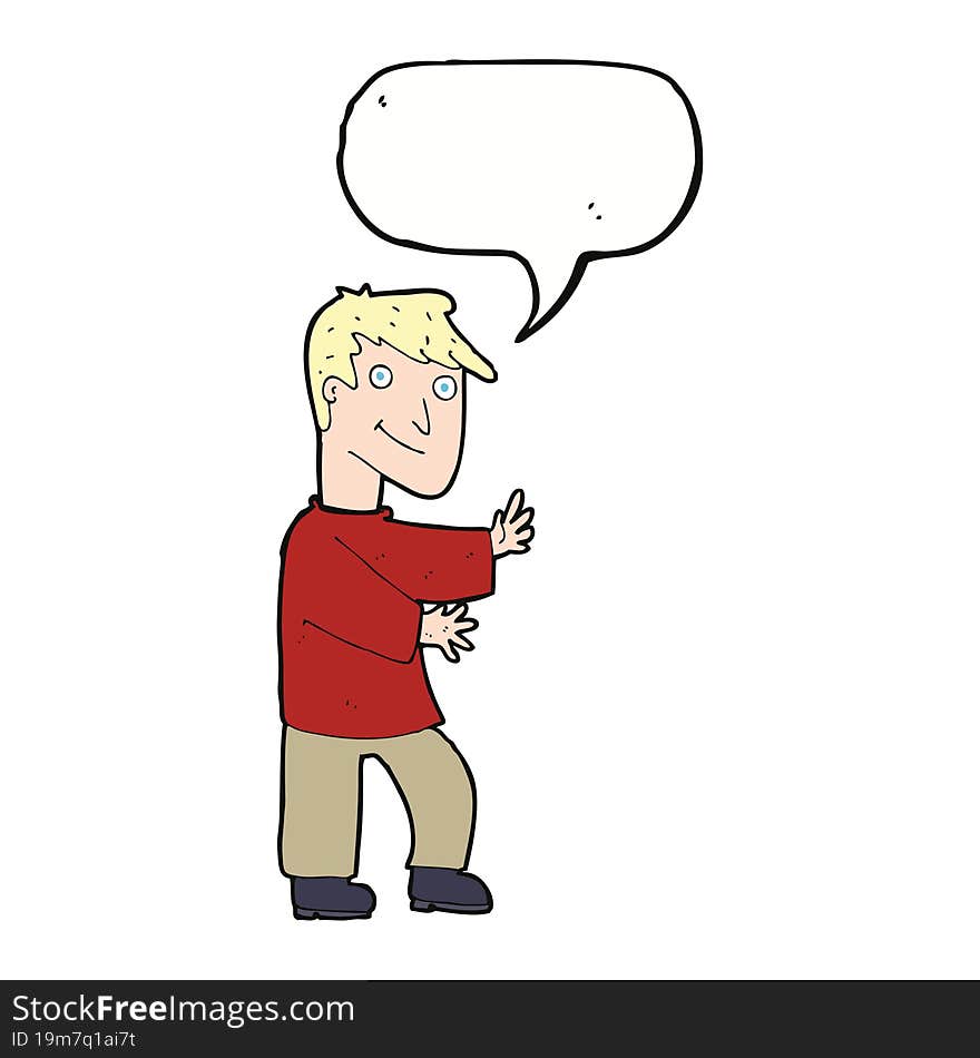 Cartoon Happy Man With Speech Bubble