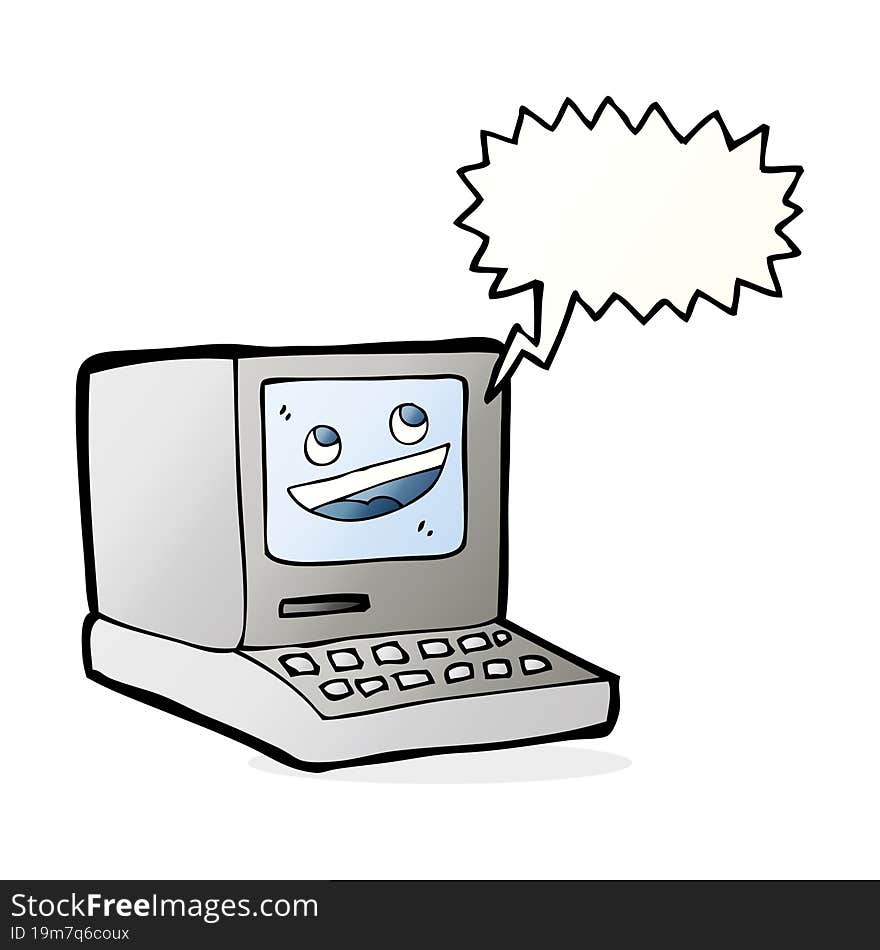 cartoon old computer with speech bubble