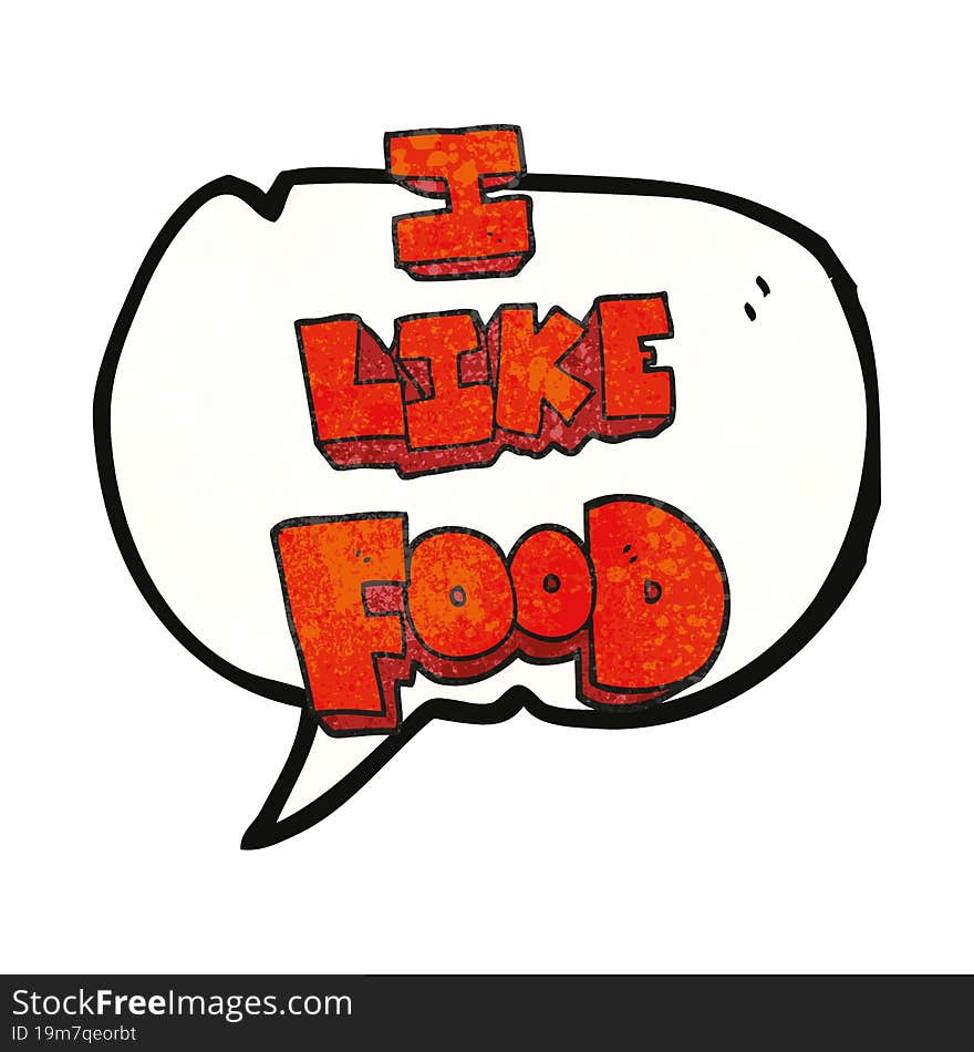 speech bubble textured cartoon i like food symbol