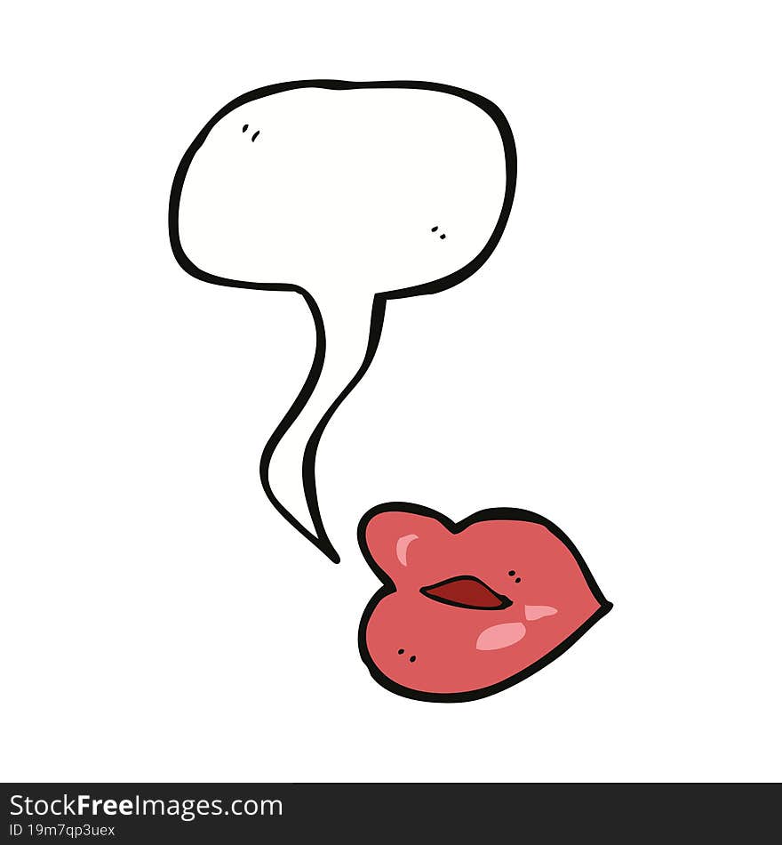 Cartoon Lips With Speech Bubble