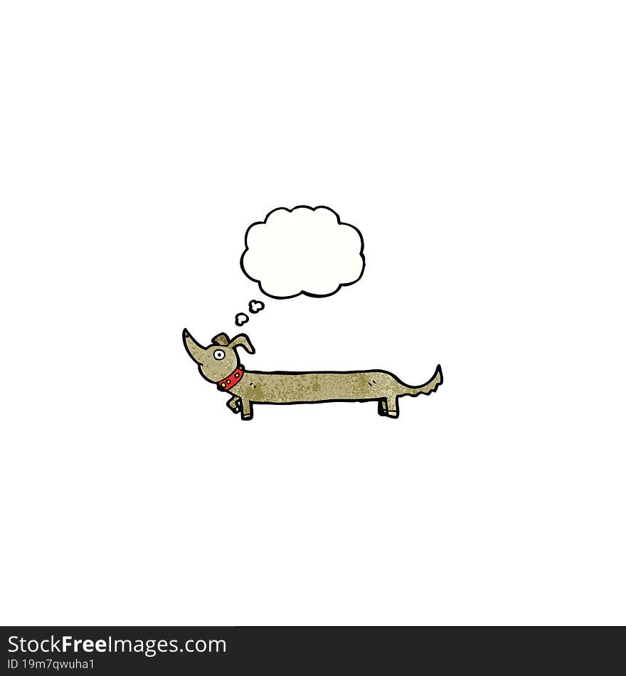 cartoon sausage dog with thougth bubble